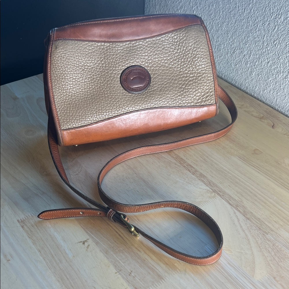 Vintage Dooney & Bourke Tan and Brown Crossbody Bag
